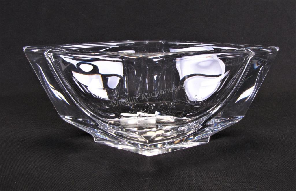 Appraisal: Sevres France Crystal Bowl diamond form bowl with thick cut