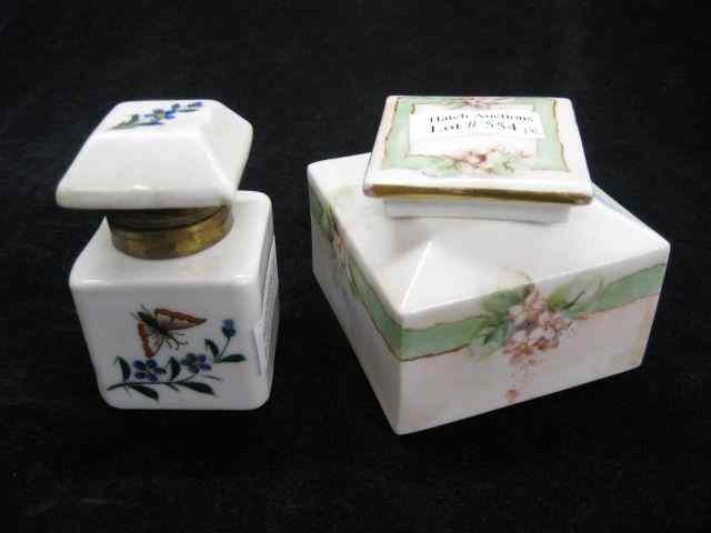 Appraisal: Porcelain Inkwells Limoges other handpainted