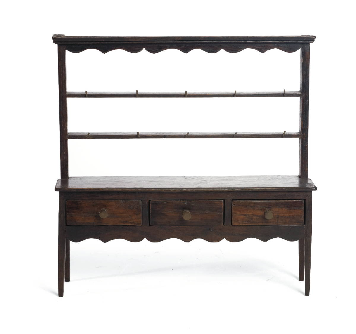 Appraisal: GEORGE III STYLE OAK MINIATURE WELSH DRESSER Height inches length