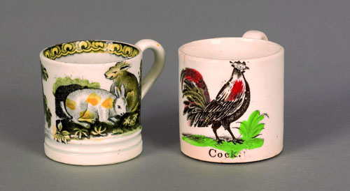 Appraisal: Two English pearlware child's mugs th c the first with