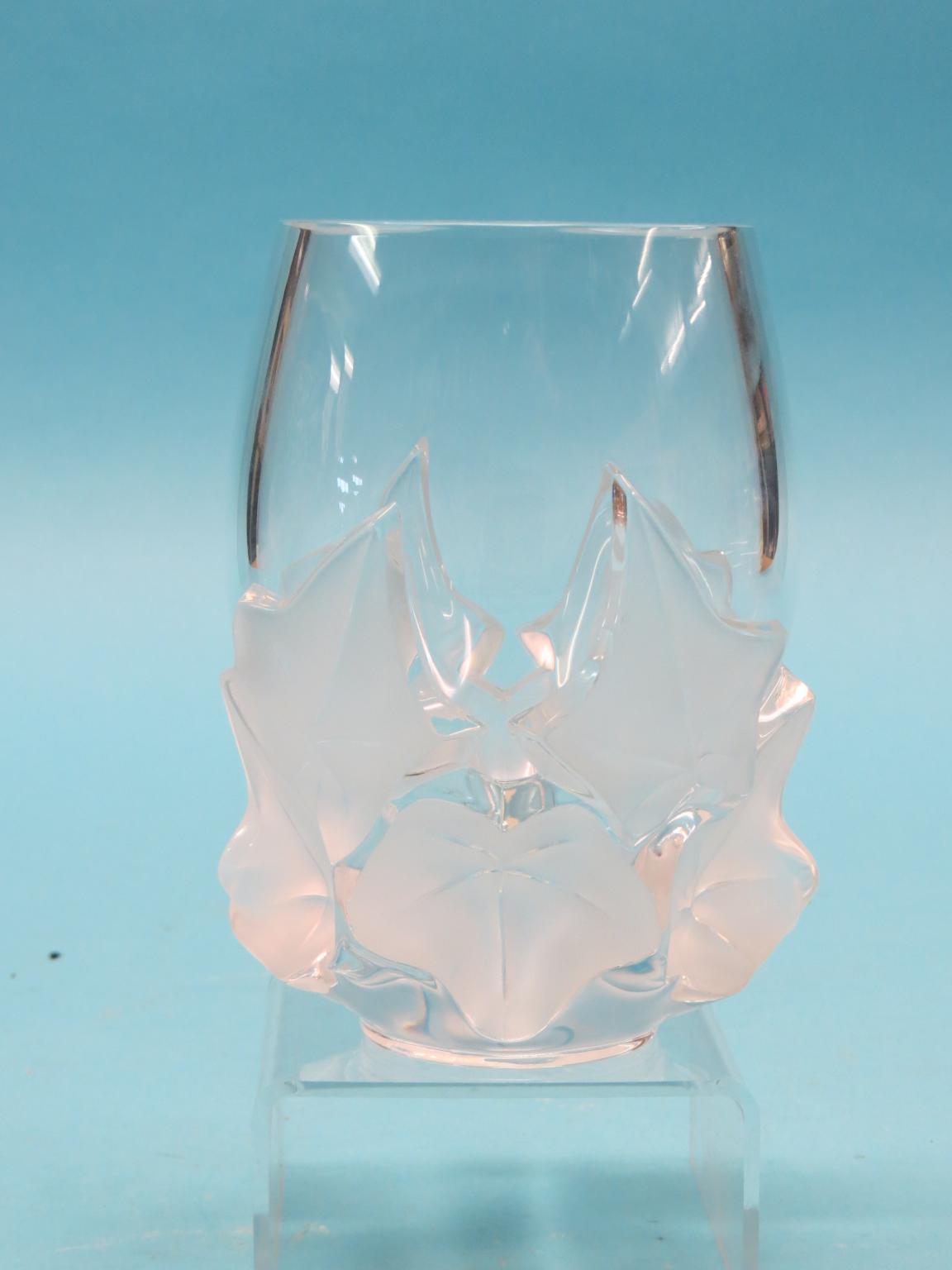 Appraisal: A Lalique glass vase ovoid-shape clear and frosted holly design