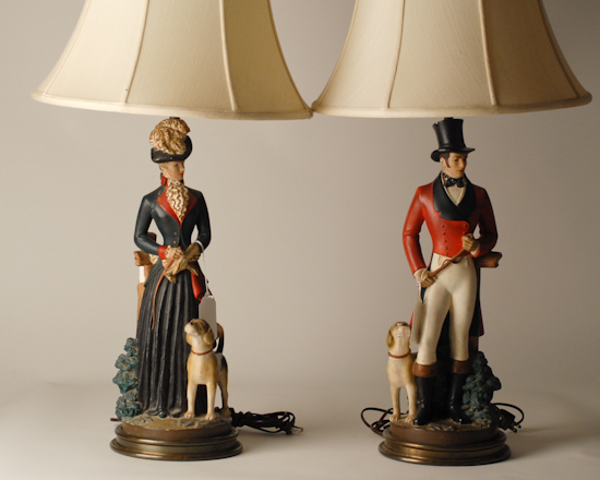 Appraisal: Pair of Composition Figural Table Lamps one of Victorian Lady