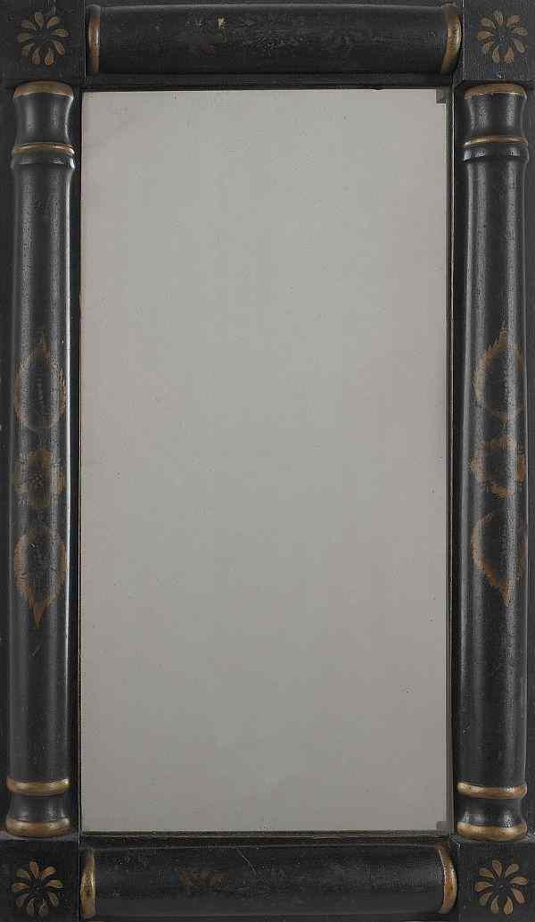 Appraisal: Painted and stencil decorated Sheraton fancy mirror ca x