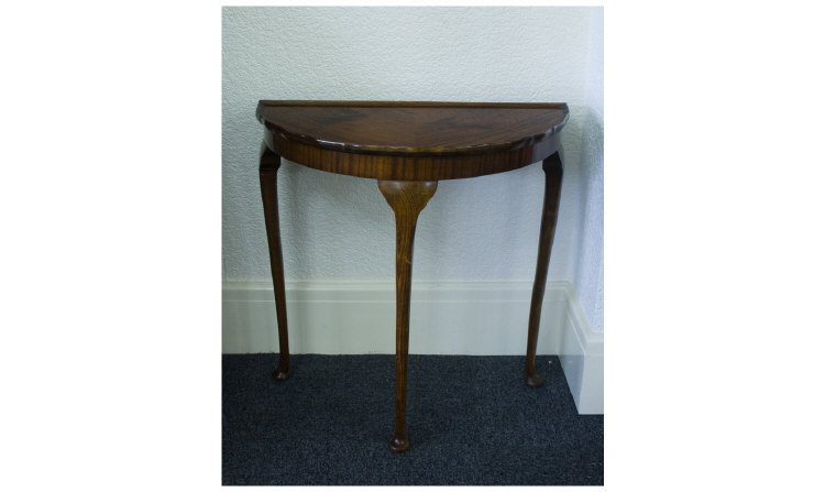 Appraisal: Mahogany Demi Lune Hall Table Pie Crust Top Height Inches