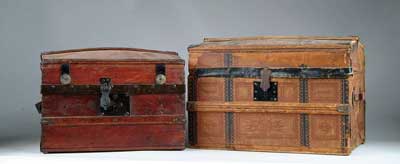 Appraisal: LOT OF DOLL TRUNKS Includes dome top trunks one with