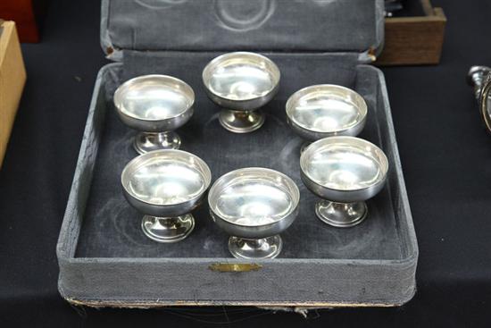 Appraisal: SIX STERLING SILVER SHERBERTS Footed sherberts by Alvin in a