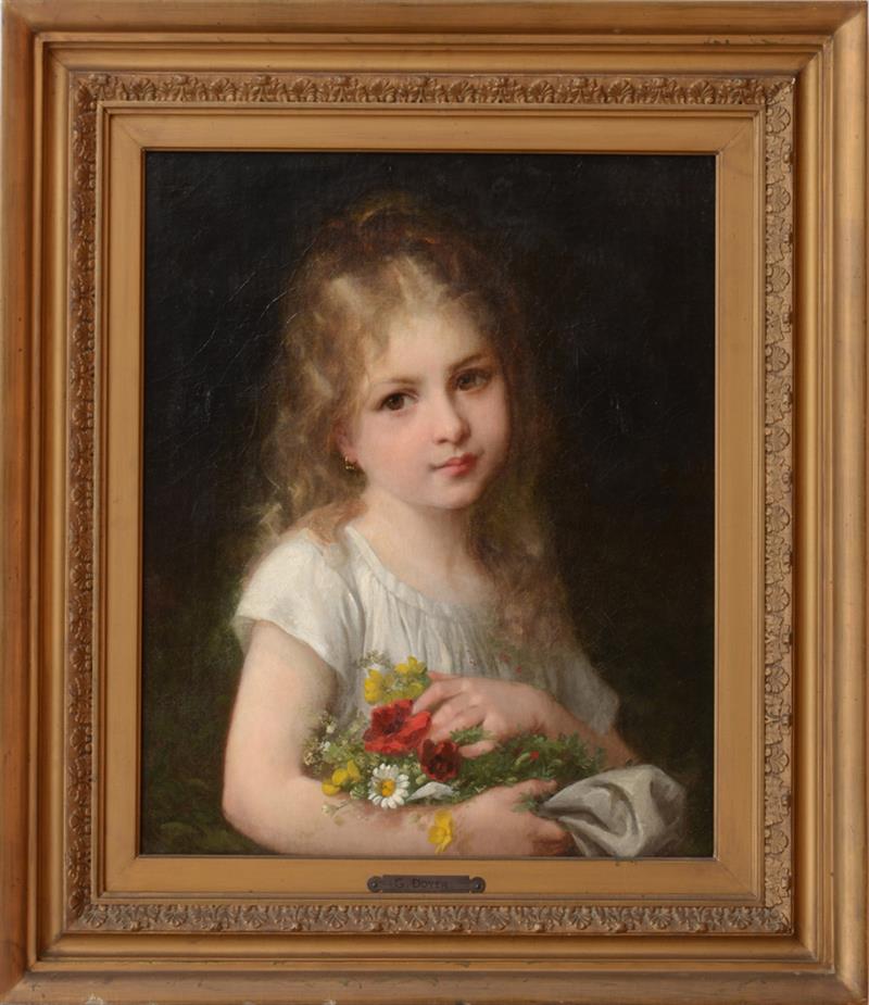 Appraisal: GUSTAVE DOYEN - A YOUNG GIRL HOLDING A BOUQUET Oil