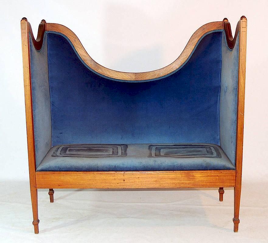 Appraisal: Federal High Back Settee Inlaid mahogany frame with swooping back