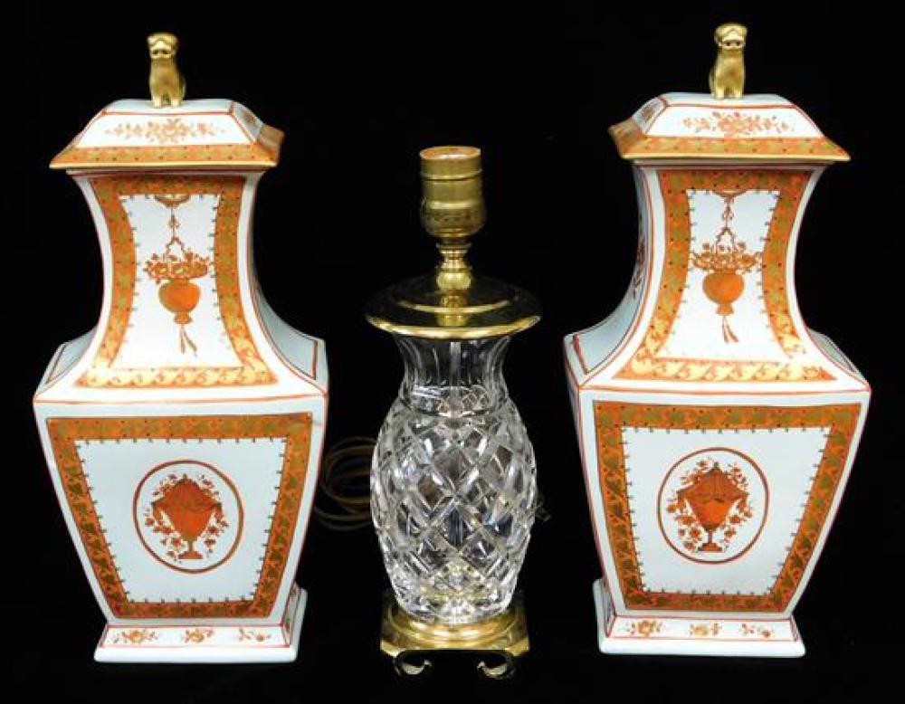 Appraisal: Mottahedeh and Waterford three pieces all signed pieces include two