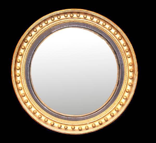 Appraisal: A Regency giltwood convex mirror missing pieces height ft in