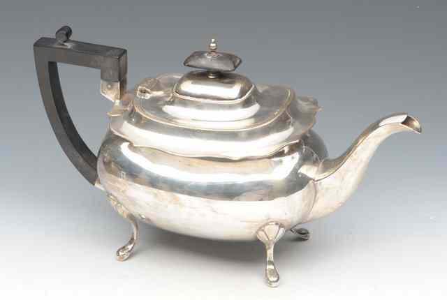 Appraisal: A SILVER TEA POT marks for Sheffield approximately grams