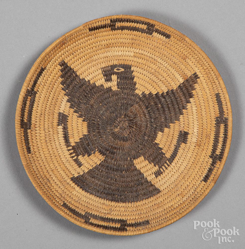 Appraisal: Pima Indian basketry tray Pima Indian basketry tray with eagle