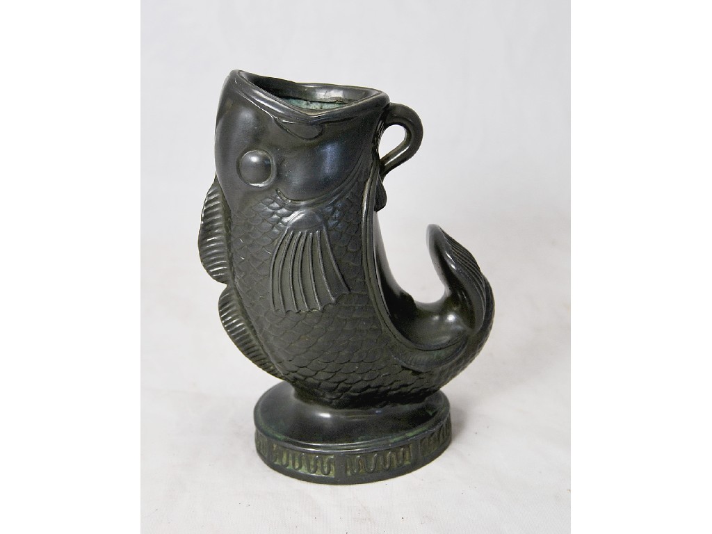 Appraisal: A Danish bronzed fish jug by Just Anderson cm