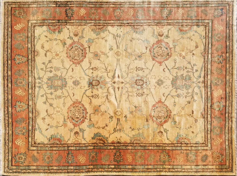 Appraisal: Hand Woven Wool Oushak Oriental Carpet Hand Woven Wool Oushak