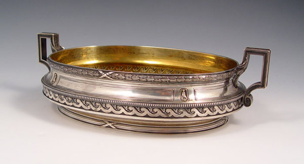 Appraisal: FABERGE RUSSIAN SILVER JARDINIERE Laurel leaf border Neo-classical handles vermeil