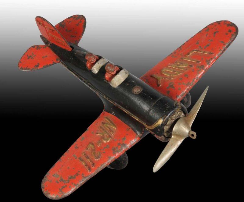 Appraisal: Cast Iron Hubley Lindy NR Airplane Toy Description Flat spots