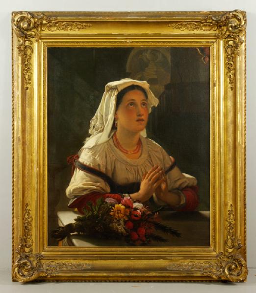 Appraisal: - Continental School Woman Praying O C Continental School painting