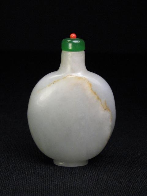 Appraisal: Chinese light grey green jade snuff bottle with apple green