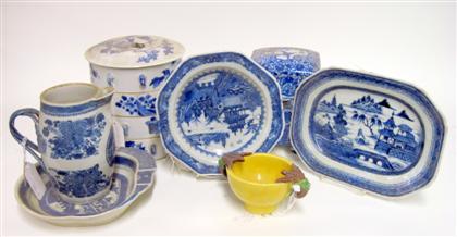 Appraisal: Group of six Canton blue and white export waresComprising two