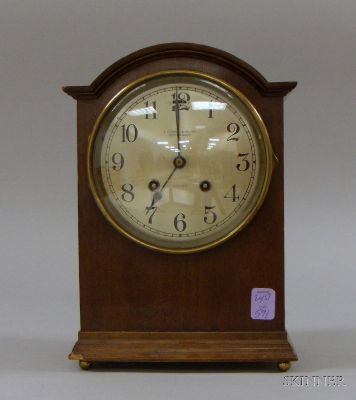 Appraisal: Chelsea Mahogany Mantel Clock Boston Massachusetts with in silvered dial