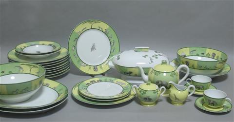 Appraisal: HERMES 'AFRICA' PARTIAL DINNER SERVICE Including teapot cream jug sugar