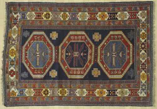 Appraisal: Caucasian carpet early th c with three medallions ' x