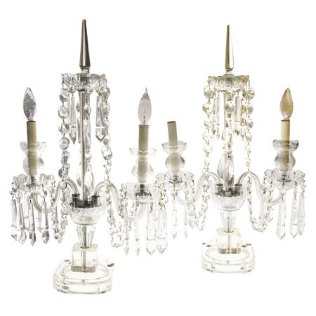 Appraisal: Pair of George III Style Molded and Cut Glass Two-Light