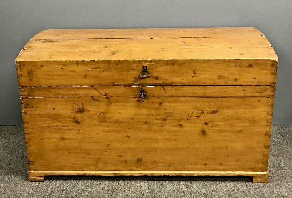 Appraisal: Continental Pine Dome-Lid Trunk Continental pine dome-lid chest th c