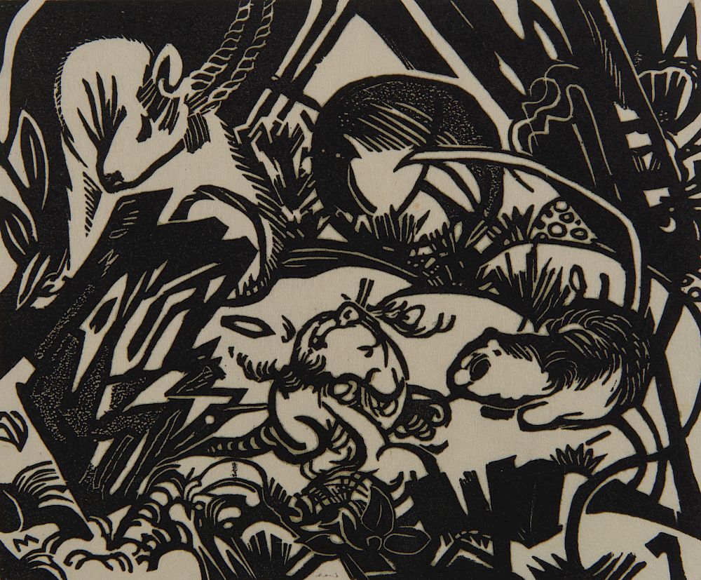 Appraisal: FRANZ MARC German - Tierlegende Animal Legend woodcut FRANZ MARC