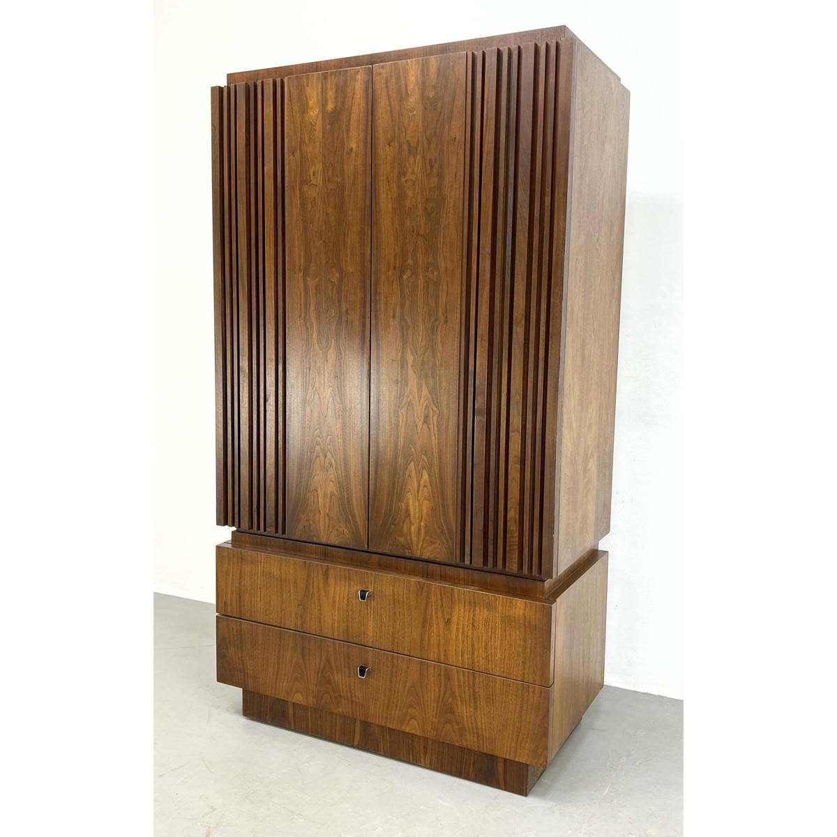 Appraisal: Lane Walnut pc chest armoire Unmarked American Modern Dimensions H