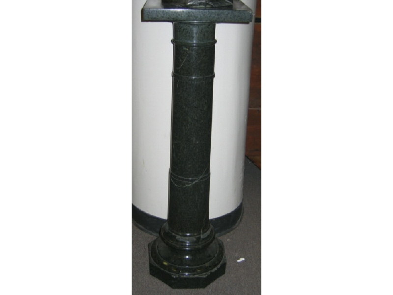 Appraisal: CONTINENTAL GREEN MARBLE PEDESTAL Having a square top on the