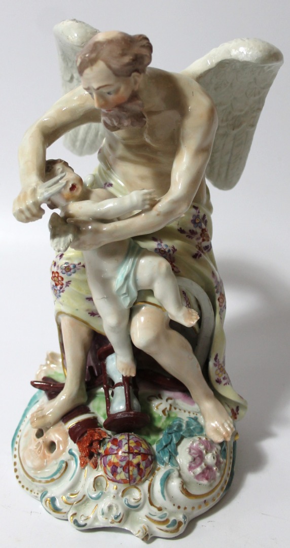 Appraisal: A late thC English porcelain figure group of Time clipping