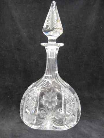 Appraisal: Tuthill Cut Glass Decanter signed brilliant period panel of cutwork