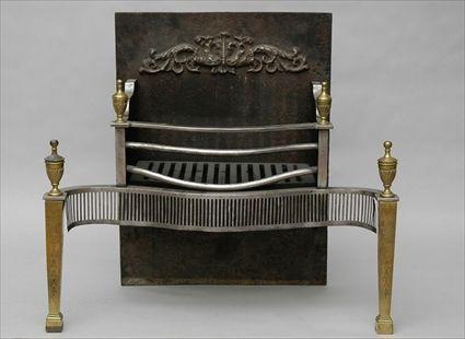 Appraisal: GEORGE III-STYLE CAST IRON AND BRASS FIREGRATE x x in