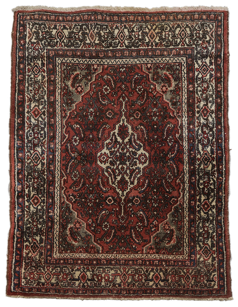 Appraisal: Hamadan Rug Persian mid th century heavy construction ivory-field central