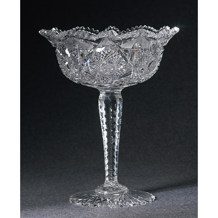 Appraisal: Cut Glass compote scalloped top over a notched stem and