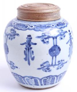 Appraisal: Chinese Porcelain Blue White Ginger Jar With decoration of Daoist