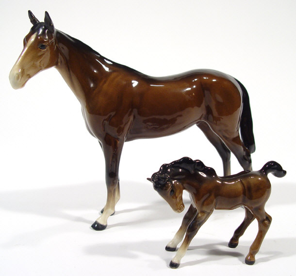 Appraisal: Beswick horse and foal both with hand painted brown decoration