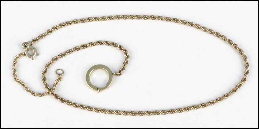 Appraisal: KARAT YELLOW GOLD ROPE WATCH CHAIN Length '' Wt grams