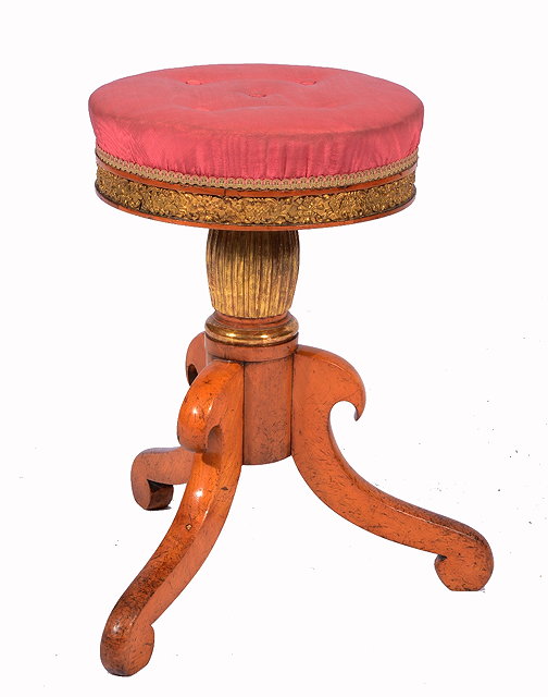 Appraisal: AN EARLY VICTORIAN BOIS CLAIR DRESSING STOOL with circular top