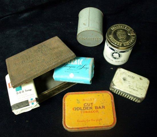 Appraisal: A cigar cutter stamped sterling and sundry tobacco tins