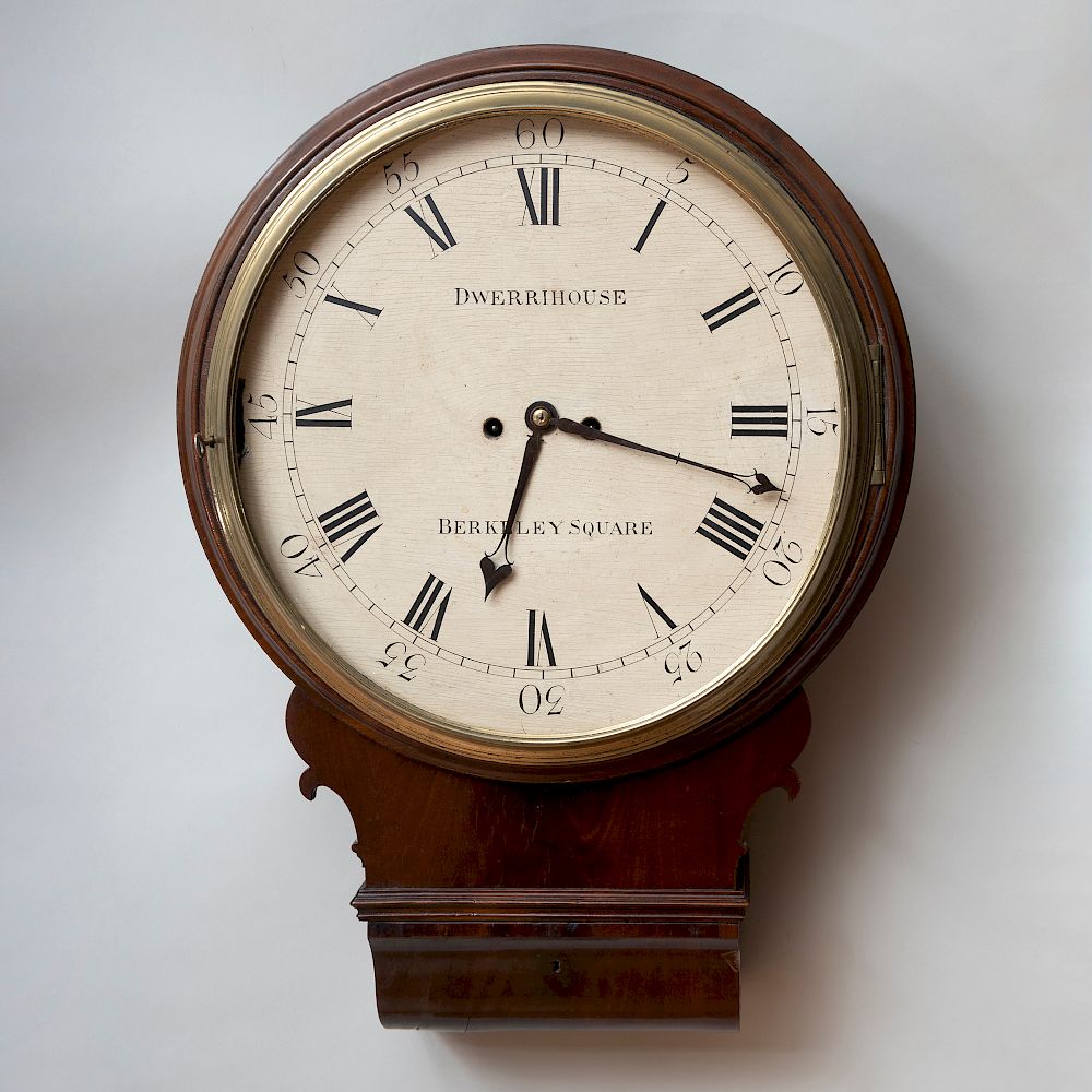 Appraisal: John Dwerrihouse Brass-Mounted Mahogany Wall Clock The dial painted and