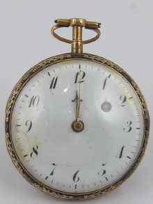 Appraisal: A Swiss two colour ct gold verge pocket watch Signed