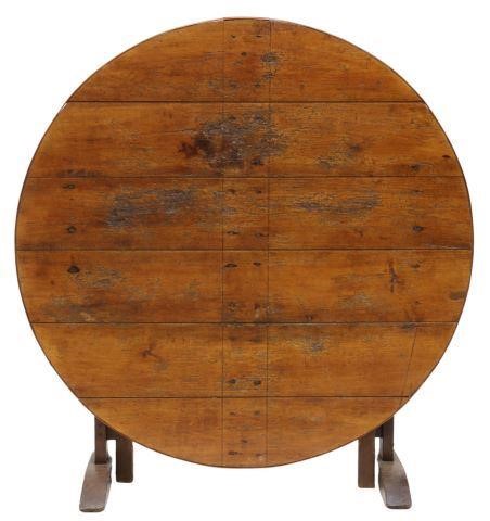 Appraisal: French Provincial wine tasting table th c having round hinged