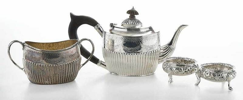 Appraisal: Four Pieces English Silver Hollowware London late th century teapot