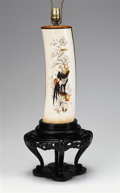 Appraisal: Japanese elephant ivory Shibayama lamp late meiji early taisho period