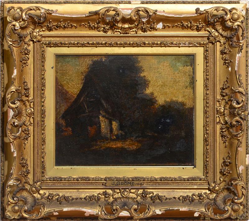 Appraisal: ATTRIBUTED TO JOHN CROME - COTTAGE SCENE Oil on canvas