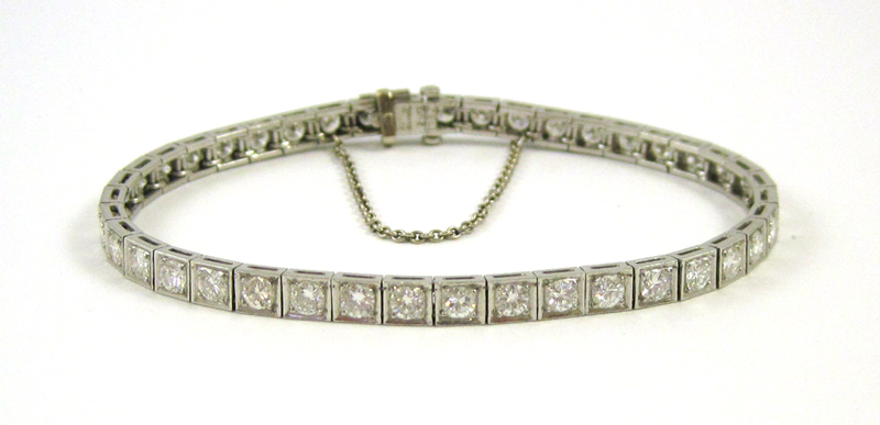 Appraisal: DIAMOND AND PLATINUM BRACELET measuring inches in length and set