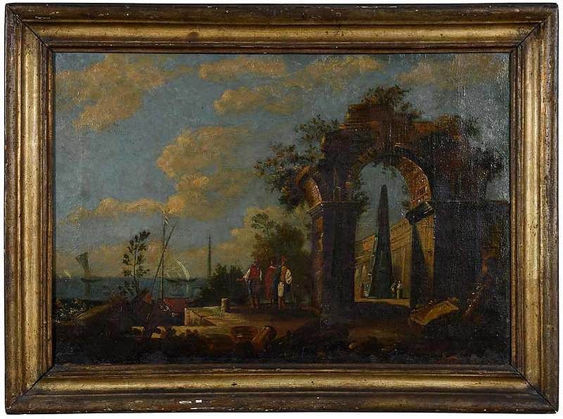 Appraisal: Italian School Painting th century A Capriccio of a Waterfront