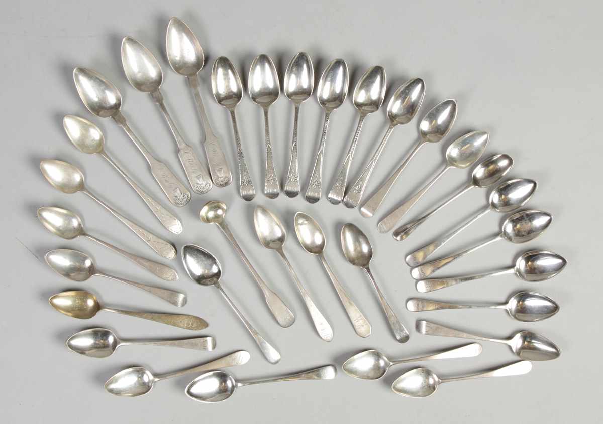 Appraisal: Early coin silver teaspoons Early coin silver teaspoons oz Max